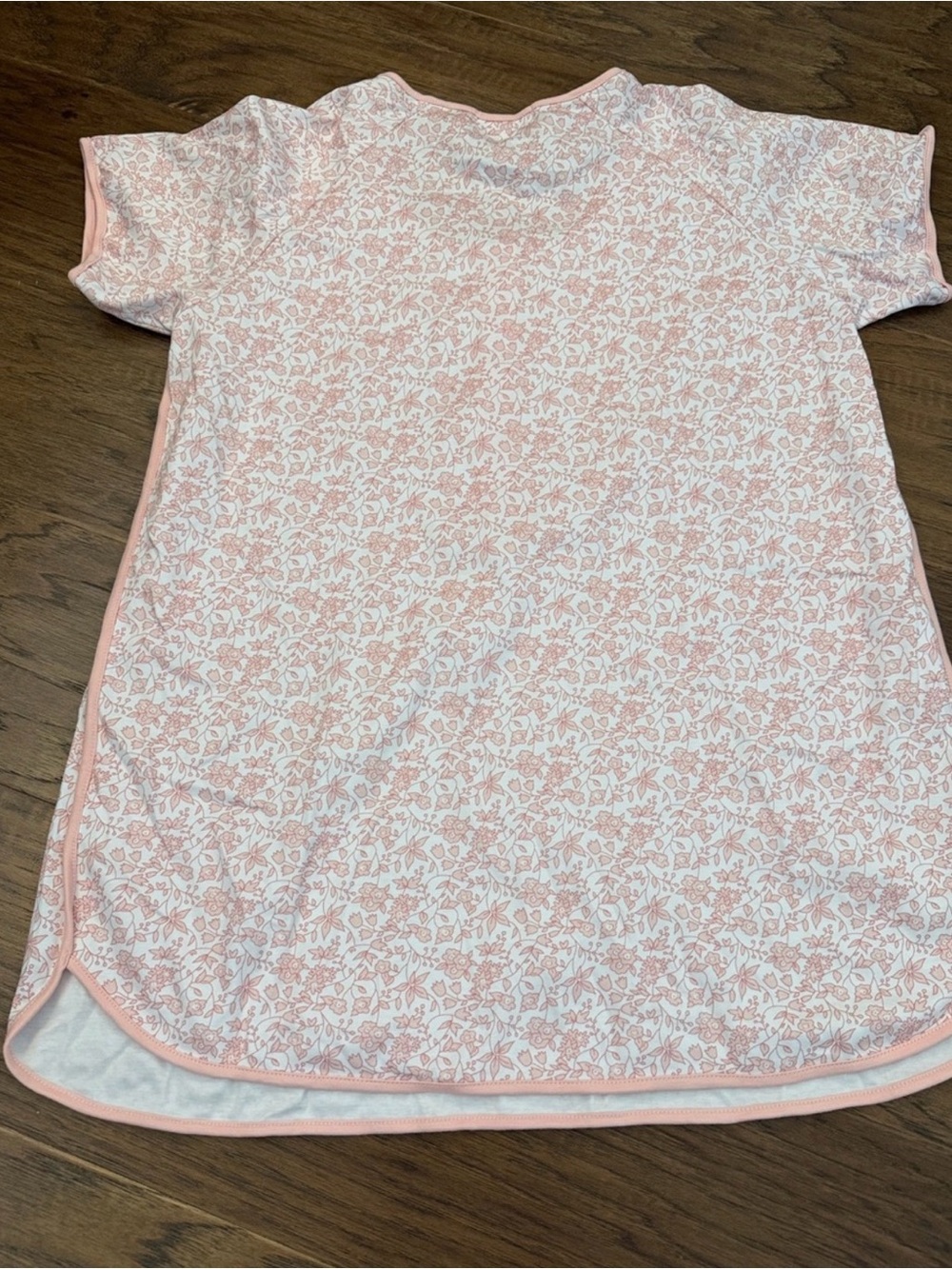 LAKE Pajama Pink Floral Short Sleeve button Top Only - Picture 4 of 5